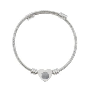 Engravable Heart Cuff Bracelet — Personalized Fingerprint Keepsake (Silver or Gold)